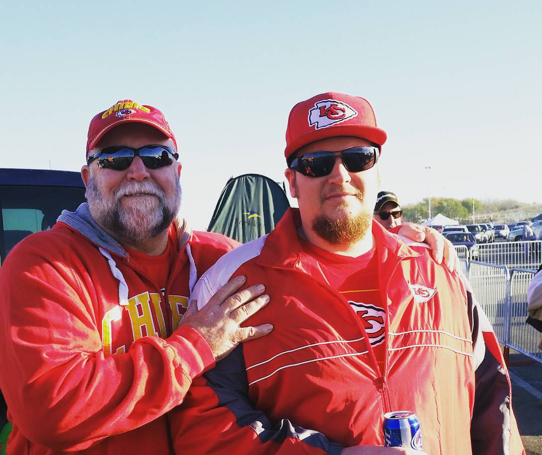 Chuck Rodems and Corey Rodems at Arrowhead Stadium